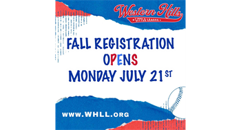 Fall Registration Opens Monday July 21
